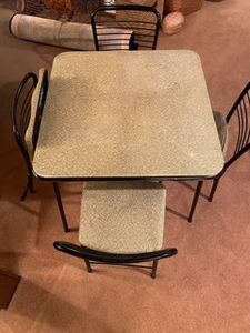 lot 161 image: Two Mid Century Card Tables - 4 Chairs