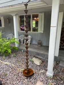 lot 171 image: 7 foot Copper Rain Chain and Water Bowl