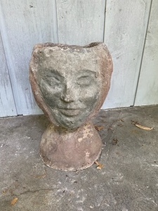 lot 173 image: Distressed Cement Stone Statue Head Planter