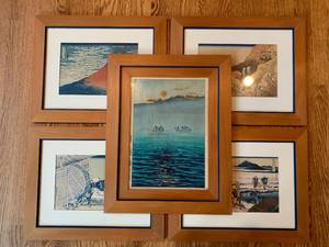 lot 115 image: 5 Spectacular Framed Asian Woodcuts