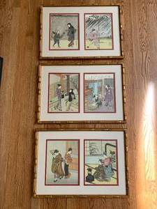 lot 117 image: 6 Framed Asian Woodblock Prints