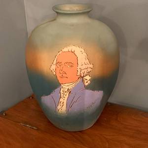 lot 271 image: Antique Weller Dickensware Portrait of George Washington Vase