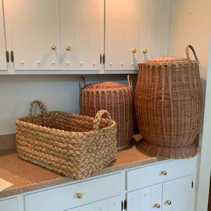 lot 180 image: Three Large Handmade Storage Baskets