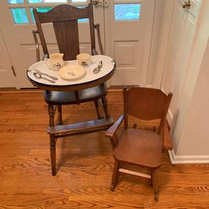 lot 298 image: Childs Antique High Chair and Rocker
