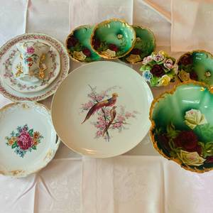 lot 194 image: Brightly Colored Decorative Plates, Vase, Bowl and Flower Basket
