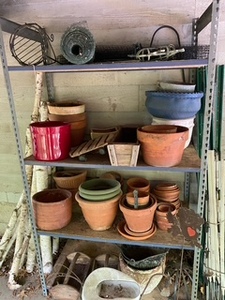 lot 242 image: Garden Poles Pots Lawn Art Fence Posts Christmas Tree Stand