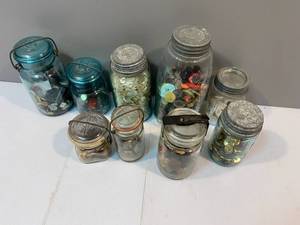 lot 184 image: Nine Jars of Vintage Buttons