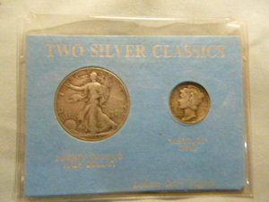 lot 1 image: 1946 Liberty Walking Half Dollar and 1943 Mercury Dime