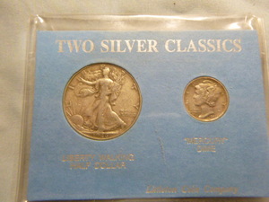 lot 2 image: 1946 Liberty Walking Half Dollar and 1941 Mercury Dime