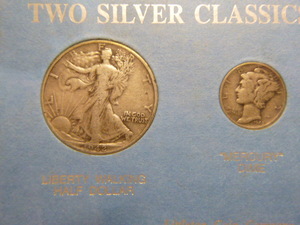 lot 3 image: 1942 Liberty Walking Half Dollar and 1942 Mercury Dime
