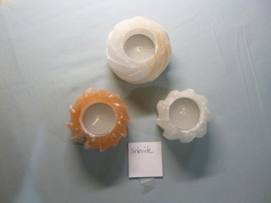lot 26 image: 3 Selenite Candle Holders