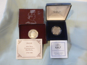 lot 5 image: 1982 George Washing Half Dollar and 1999 Susan B. Anthony Dollar