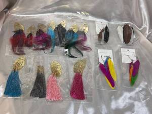 lot 48 image: Assorted Earrings Collection with Colorful Feathers and Tassels