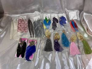 lot 49 image: Colorful Collection of Assorted Feather Earrings and Accessories