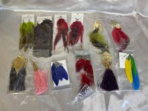 lot 51 image: Collection of 12 Fashion Feather Earrings in Assorted Colors and Styles