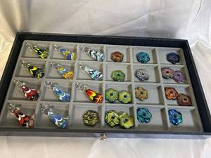 lot 75 image: Set of 24 Glass Pendants with Multi-Color Designs