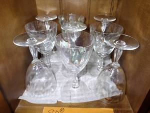 lot 80 image: 9 Fostoria Irredescent Goblets