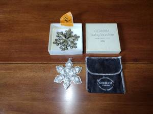 lot 161 image: 2 Gorham Sterling Snowflakes, 1973 and 1975