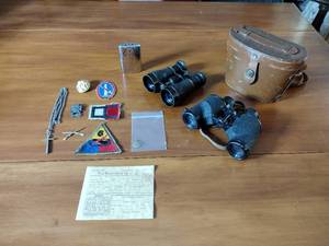 lot 166 image: Antique Binoculars & WWII & other military items