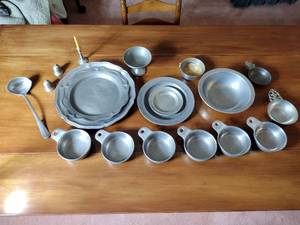 lot 163 image: 17 metal pieces RWP Wilton Co, Colonial Casting Co. & Royal Holland Pewter, The Henry Ford Museum