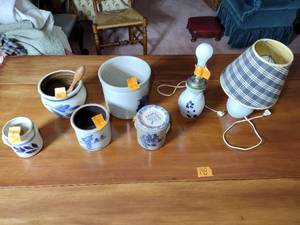 lot 154 image: 7 salt glazed pottery pcs