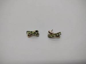 lot 225 image: 10k gold pierced earrings with green stones