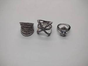 lot 228 image: (3) .925 sterling silver rings, marks include Jose Hess CZ 925