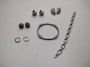 lot 267 image: .925sterling silver 2 bracelets, 1 bracelet is 8, 4 sets of sterling pierced earrings