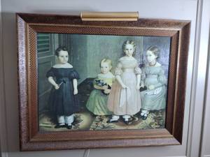lot 30A image: H.A. Denunzio Oil Reproduction Primitive Folk Style, Framed