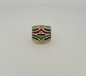 lot 46 image: 14k gold diamond statement ring size 7  14 grams