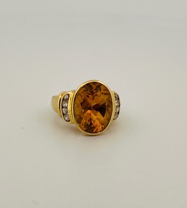 lot 52 image: 14K Diamond and gold stone ring size 6 -  8g