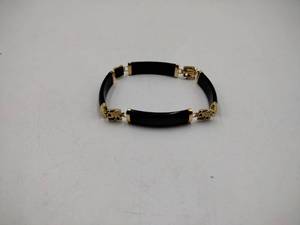 lot 77A image: 14k gold 7  bracelet maybe onyx 12g