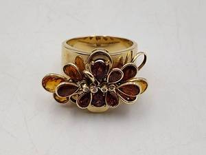 lot 39C image: 14k gold ring with stones, marked RV size 8, 11g