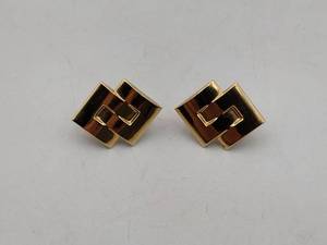 lot 40B image: 14k gold art deco pierced earrings w Omega back 6g
