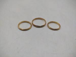 lot 47B image: (3) 14k gold band rings 5g size 10 and 2 size 6