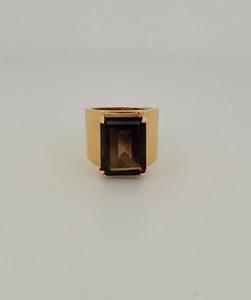 lot 45A image: 10K art deco ring with brown stone Size 7 . 12g