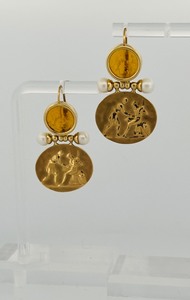 lot 28E image: 14K gold Tagliamonte pierced earrings with lever backs 1  l x 1, 12g