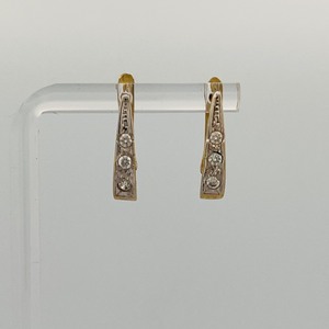 lot 55C image: 14K 585 gold drop earrings with clear stones, 4g