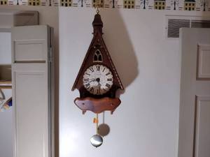 lot 305 image: Cathedral wall clock from The New England Clock Company