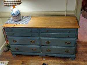 lot 308 image: Green double wide dresser L54 x H30 x D 18.