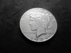 lot 35 image: 1934 S Peace Silver Dollar