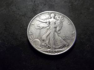 lot 50 image: 1945 S Walking LIberty Silver Half Dollar