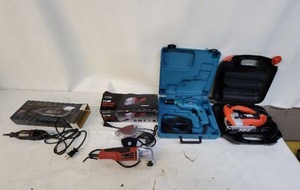 lot 39 image: Set of 3 Power Tools Makita Drill, Black & Decker Jigsaw, and Rotary Tool