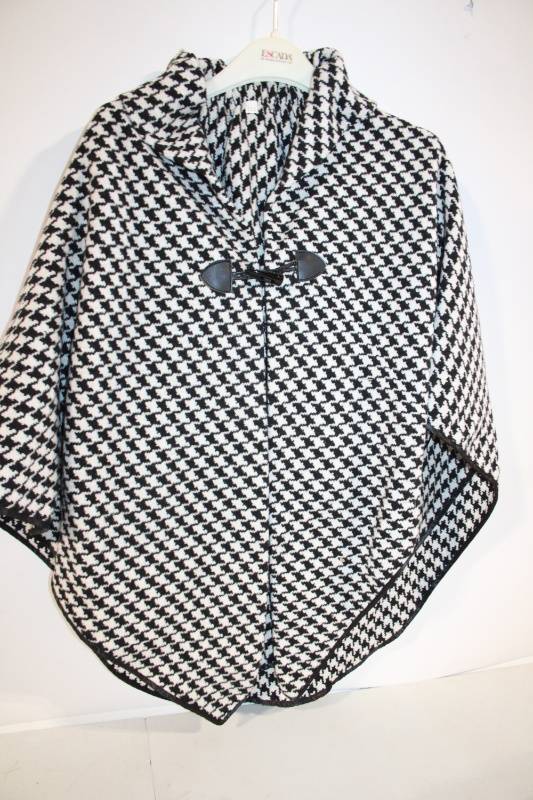 lot 106 image: Houndstooth Pattern Cape with Toggle Closure