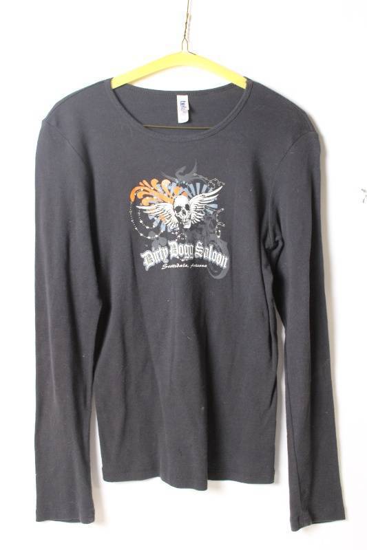 lot 213 image: Bella Large Long-Sleeve T-Shirt with Dirty Dogg Saloon Graphic