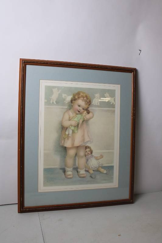 lot A-168 image: Framed Vintage Artwork Doll Play by Bessie Pease Gutmann