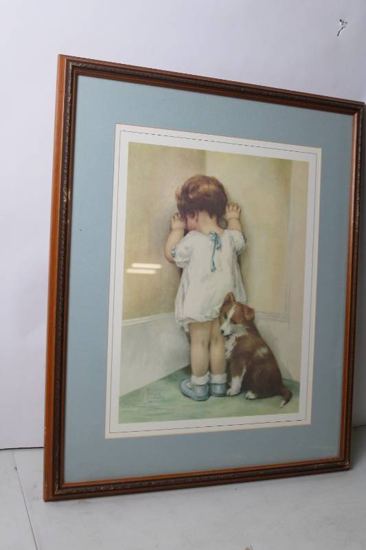 lot A-170 image: Framed Print of Child and Dog by Frances Hook