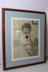 Framed Bessie Pease Gutmann Lithograph - Child with Puppy