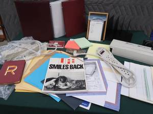lot 10 image: LARGE OFFICE SUPPLY LOT WITH LIFE COFFEE TABLE BOOK