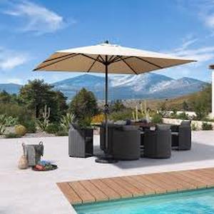 PURPLE LEAF 10 ft. Square Patio Umbrella Outdoor Table Umbrella Aluminum Frame Market Umbrella with 8-Sturdy Ribs, Taupe Customer Returns See Pictures